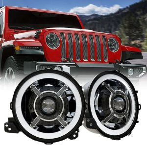 9-tollise ümmarguse Halo Led esitulede ümberehituskomplekt Jeep Wrangler JL jaoks