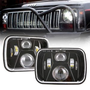 DOT-i kinnitusel 5x7-tolline 60W LED-nelinurkne esitulede suletud kõrg- / loidlamp must / hõbe Jeep YJ XJ MJ ja maastikul