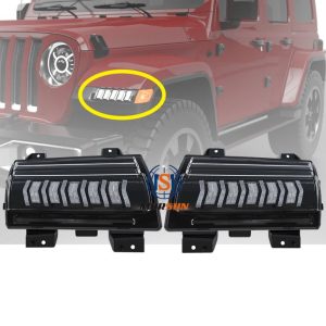 Morsun Front Fender Led päevasõidutuli koos järjestikuste suunatuledega 2018+ Jeep Wrangler JL Sahara Rubicon